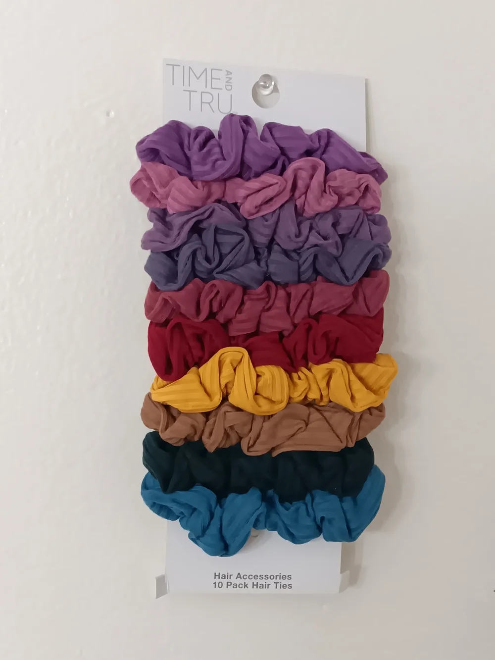 Time and Tru 10 Pack Hair ties Multicolor Scrunchie Hair Ties